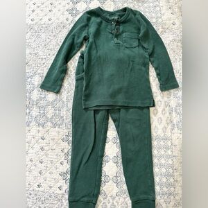 Loved baby 4T boy set thermal forest green matching set